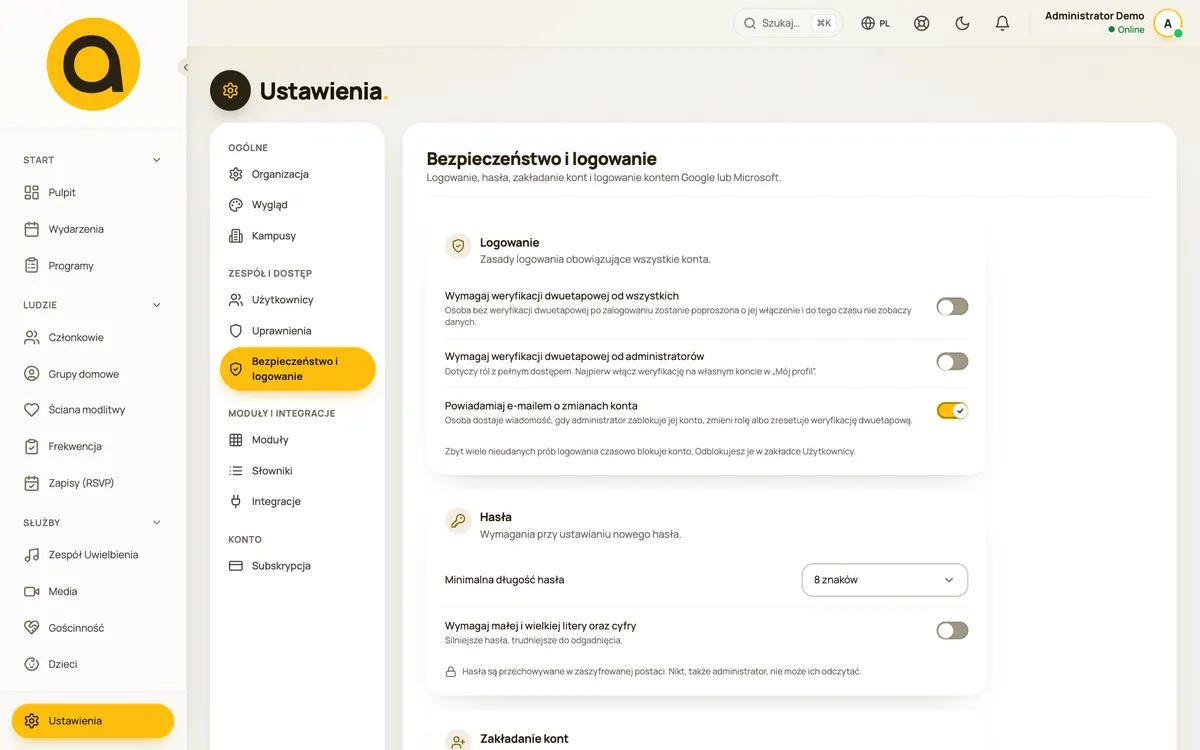 Bezpieczeństwo i logowanie