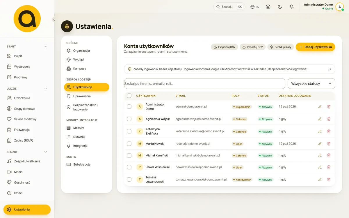Konta użytkowników