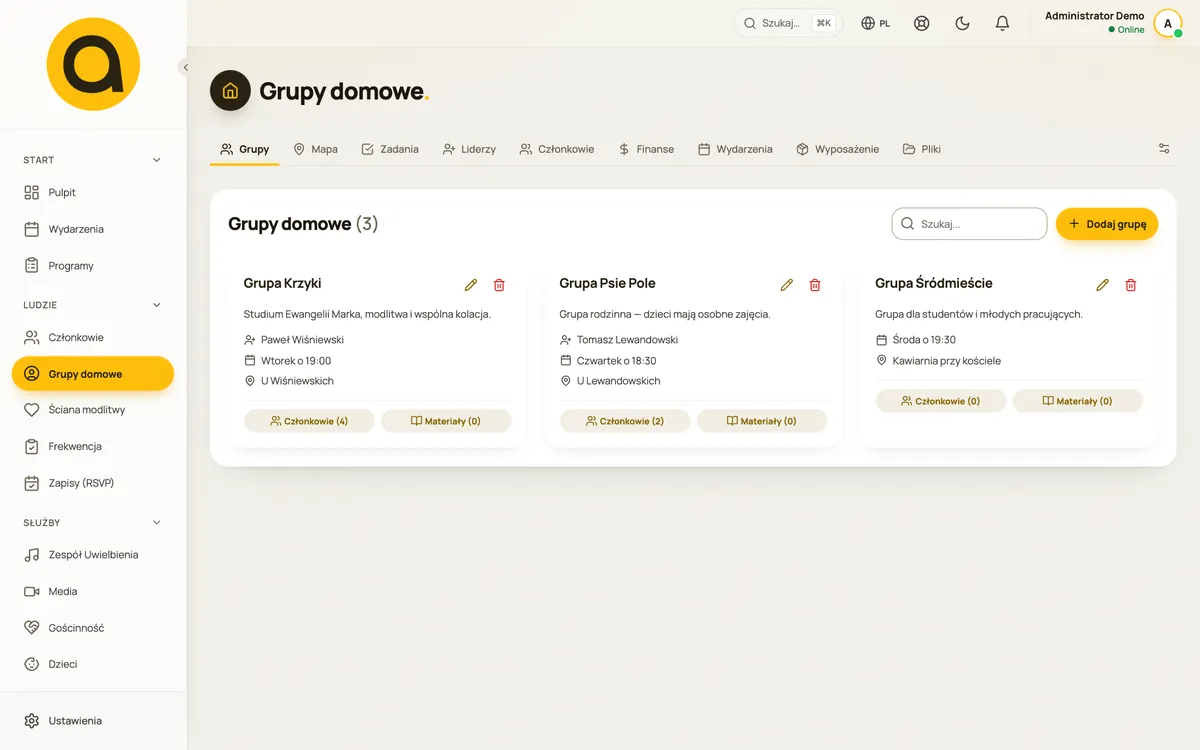 Karty grup domowych